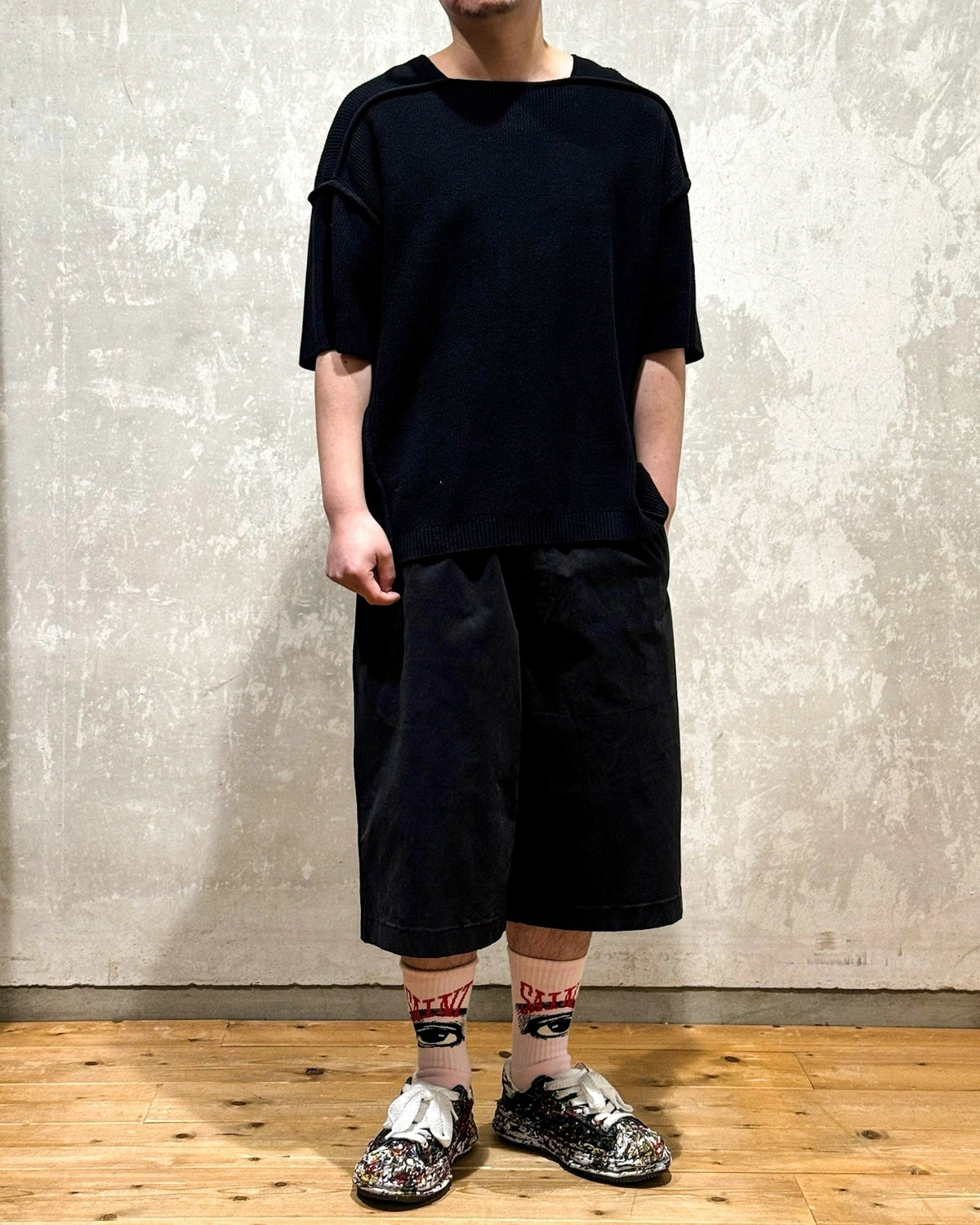 entire studios / KNIT BLOCK TEE (ESU-S25-10041-BL)