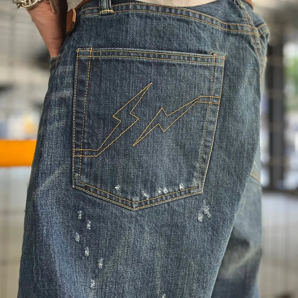 SEQUEL / × FRAGMENT DAMEGE DENIM PANTS (SQ-24SS-PT-04)