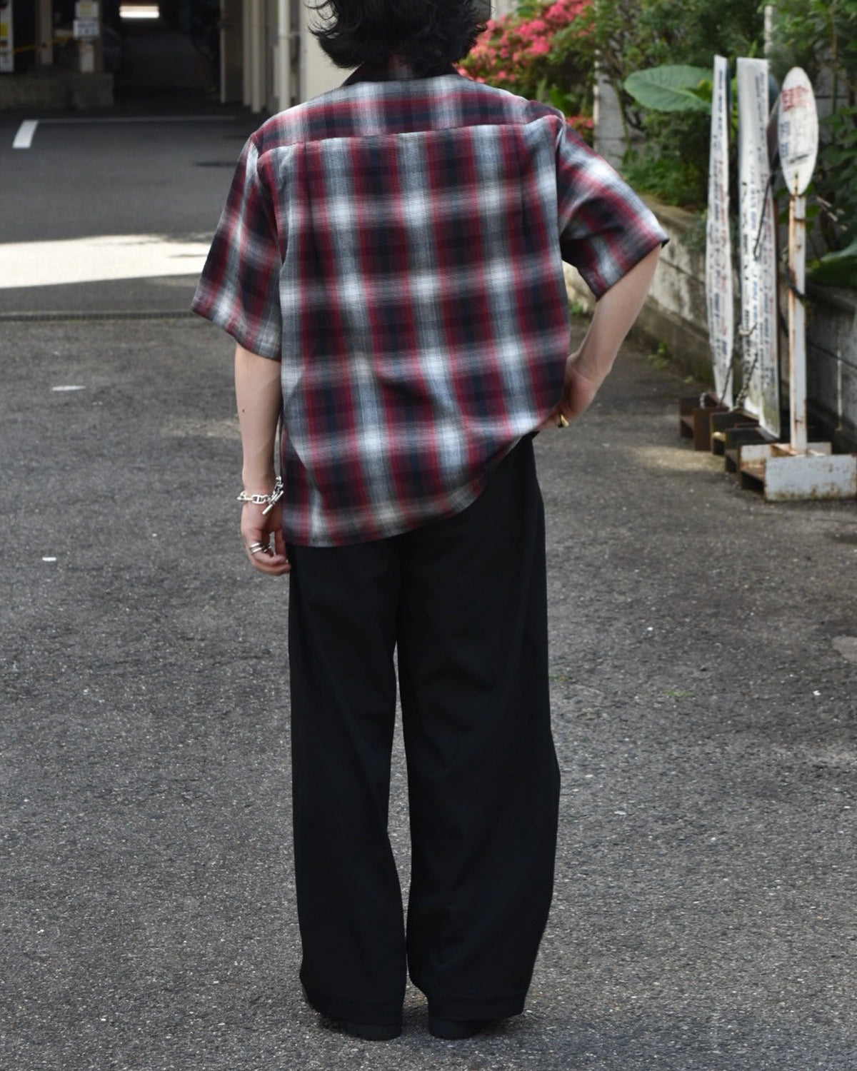 WACKO MARIA  / OMBRE CHECK OPEN COLLAR SHIRT -TYPE2-  (25SS-WMS-OC03)