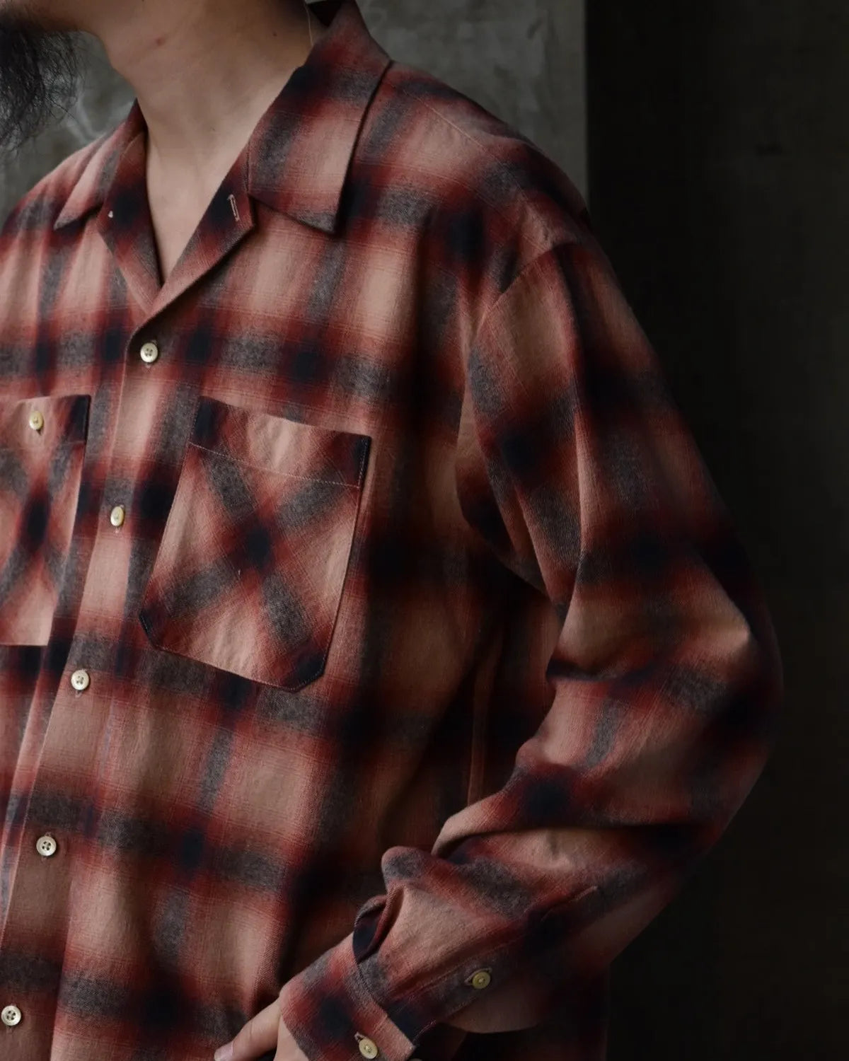 MINEDENIM / C.Flannel Ombre Open Collar SH (2509-5004)
