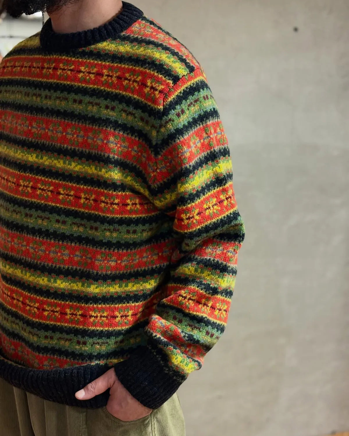 NICHOLAS DALEY / FAIRISLE CREWNECK SWEATER (ND-AW25-FIC-WOL-BRG)