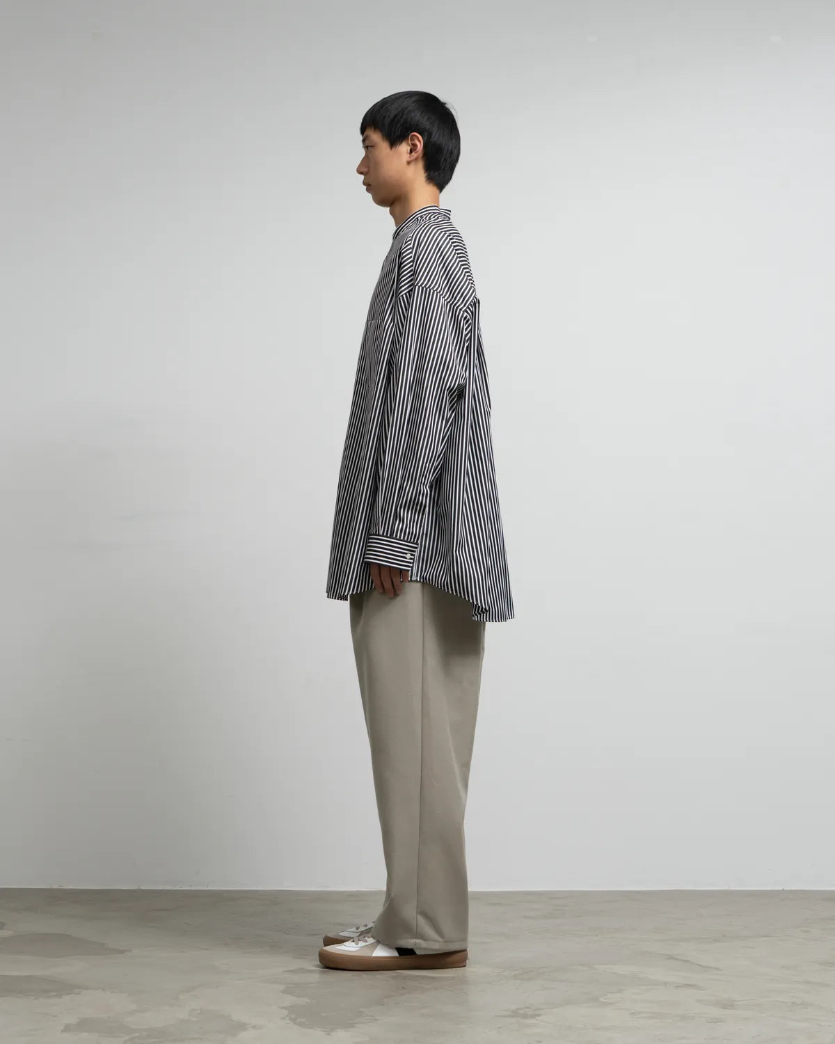 Graphpaper / High Count Band Collar Round Cut Oversized Shirt (GM253-50031C)