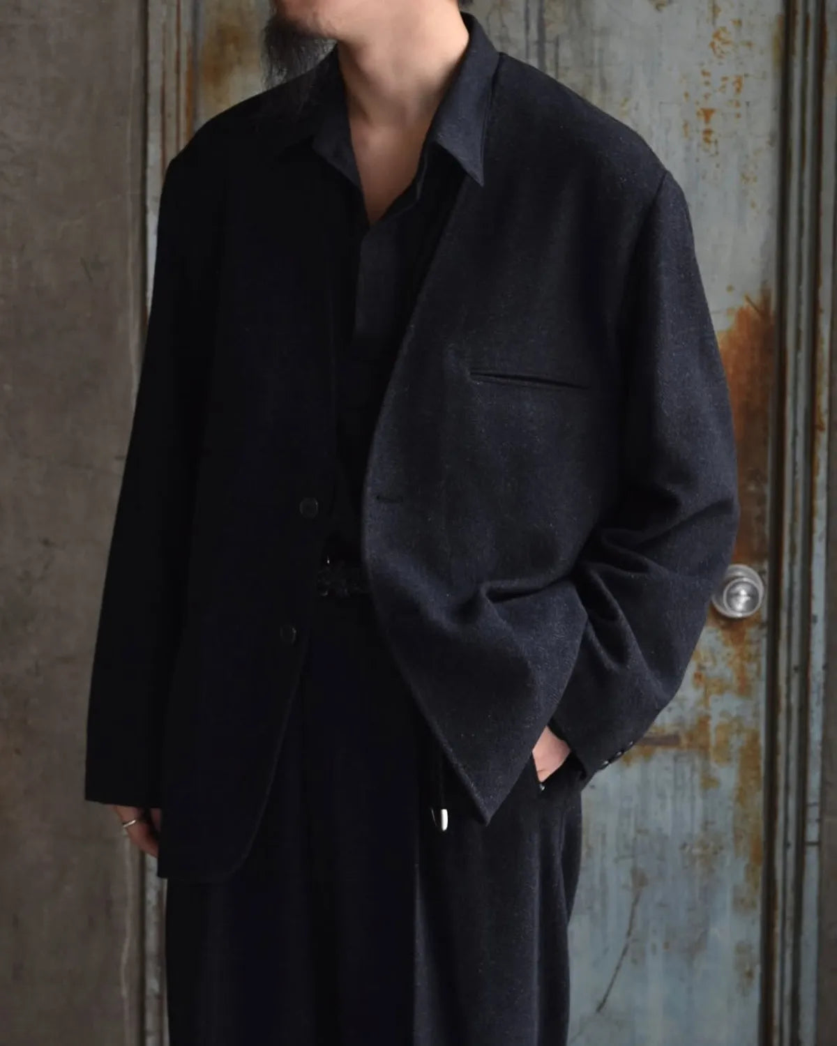 A.PRESSE / Silk Cashmere Tweed Collarless Jacket (25AAP-01-20)