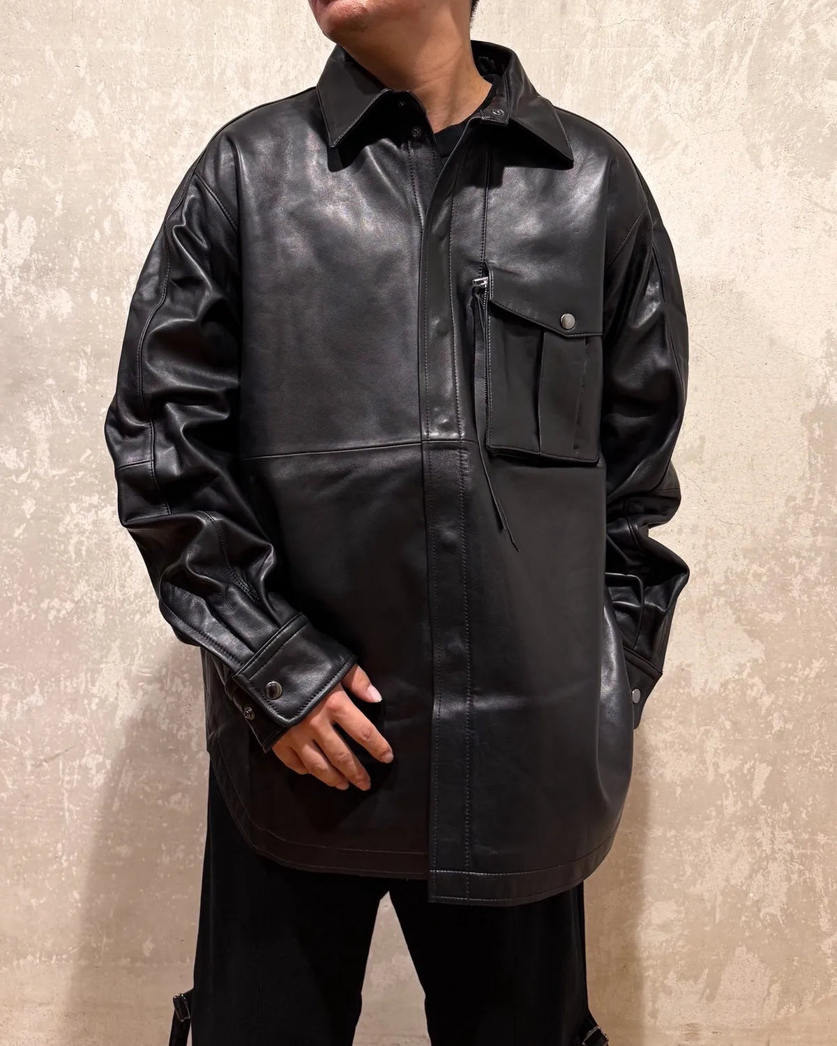 Tamme / LEATHER PCS SHIRT (25A0289)