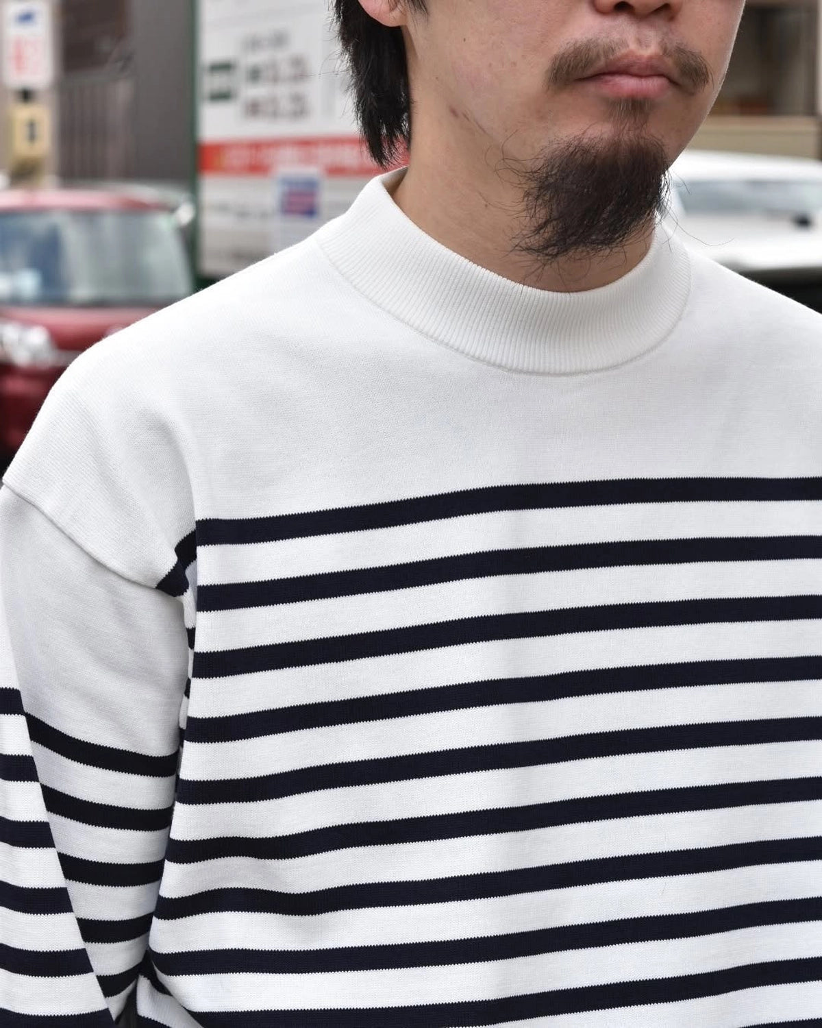 is-ness / KNIT VENTILATION BORDER LONG SLEEVE SHIRT (25SS_34_1007KNITT03)