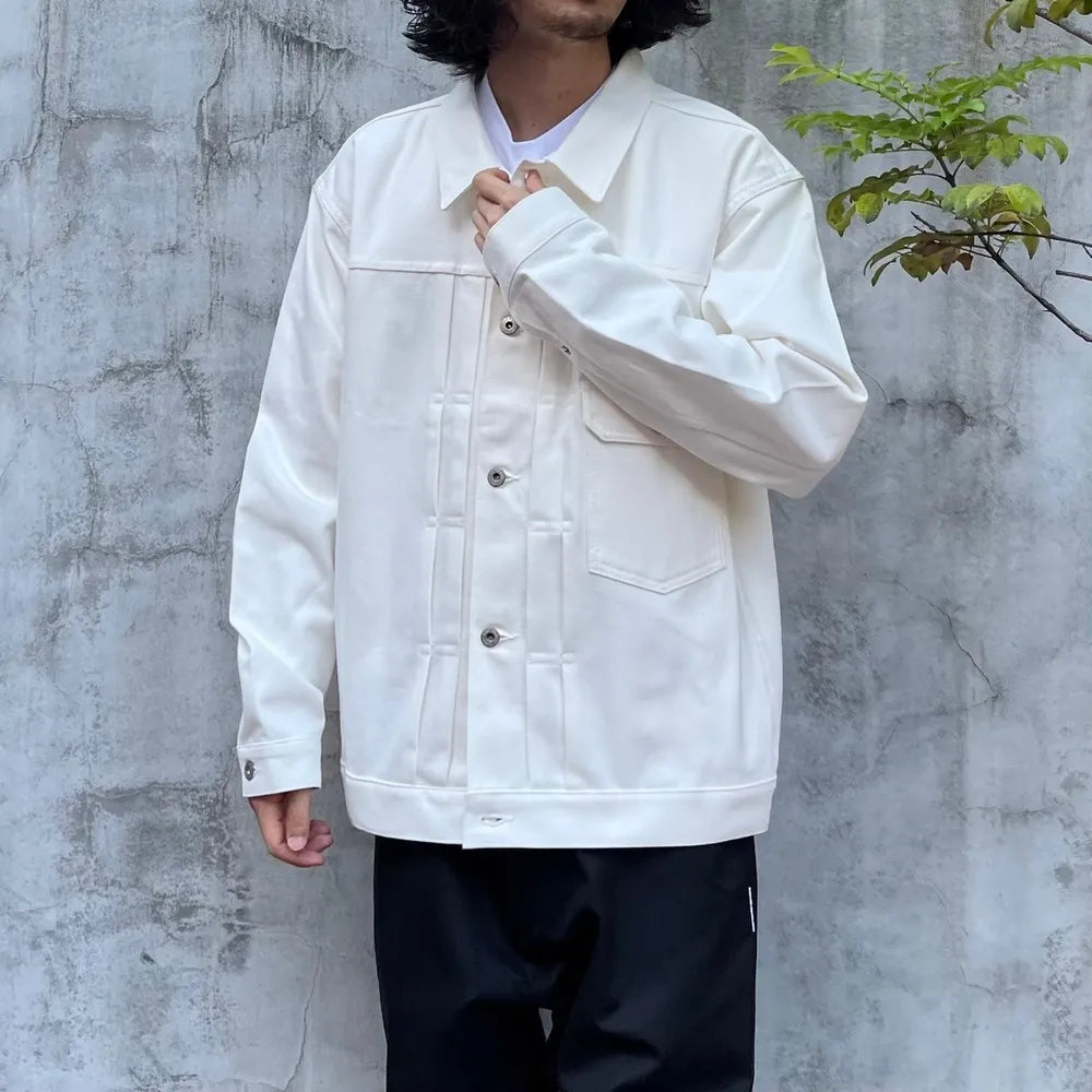 SEQUEL / × FRAGMENT RIGID WHITE DENIM JACKET 14oz (SQ-24SS-JK-03)