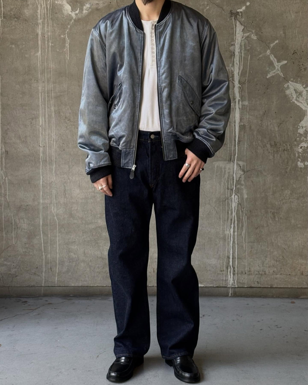 RRL コットン ジャージー ボンバー ジャケット フライト メンズ ダブルアールエル) RRL インディゴ ジャージー ボンバージャケット 本
