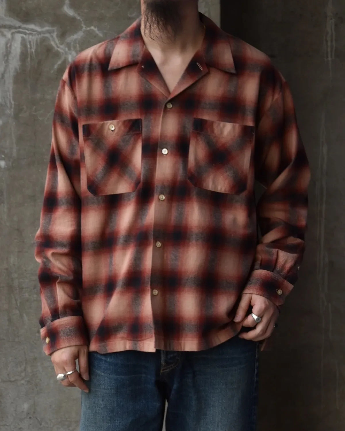 MINEDENIM / C.Flannel Ombre Open Collar SH (2509-5004)