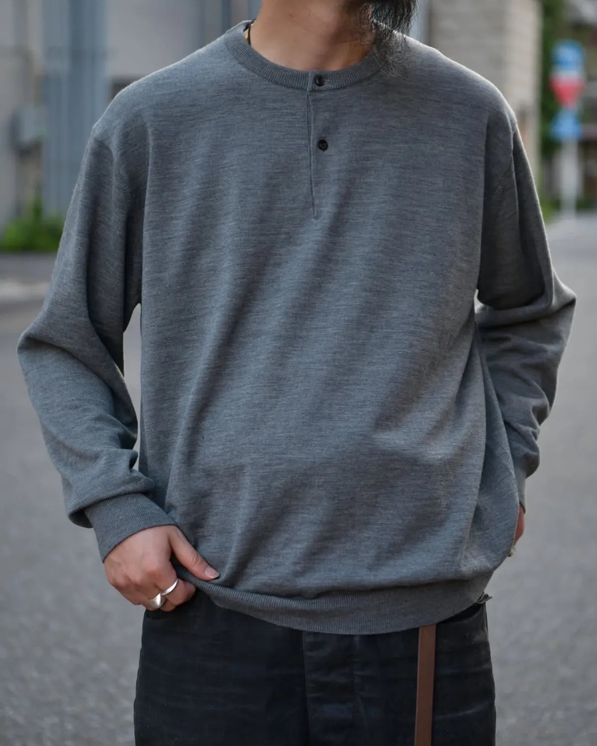A.PRESSE / Wool Knit Henley Neck Sweater (25AAP-03-09)