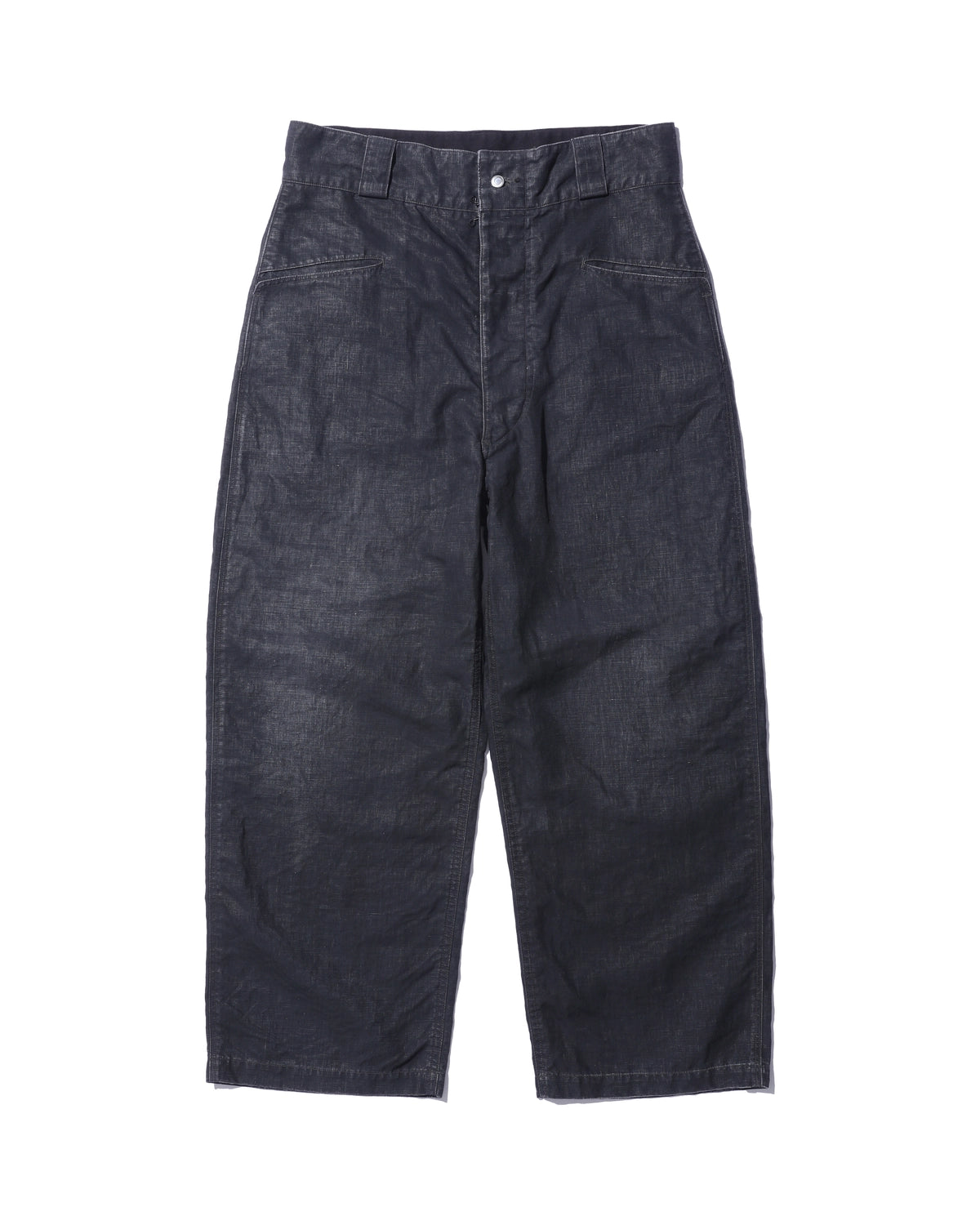 A.PRESSE の Vintage Black Linen Trousers (25SAP-04-19H)