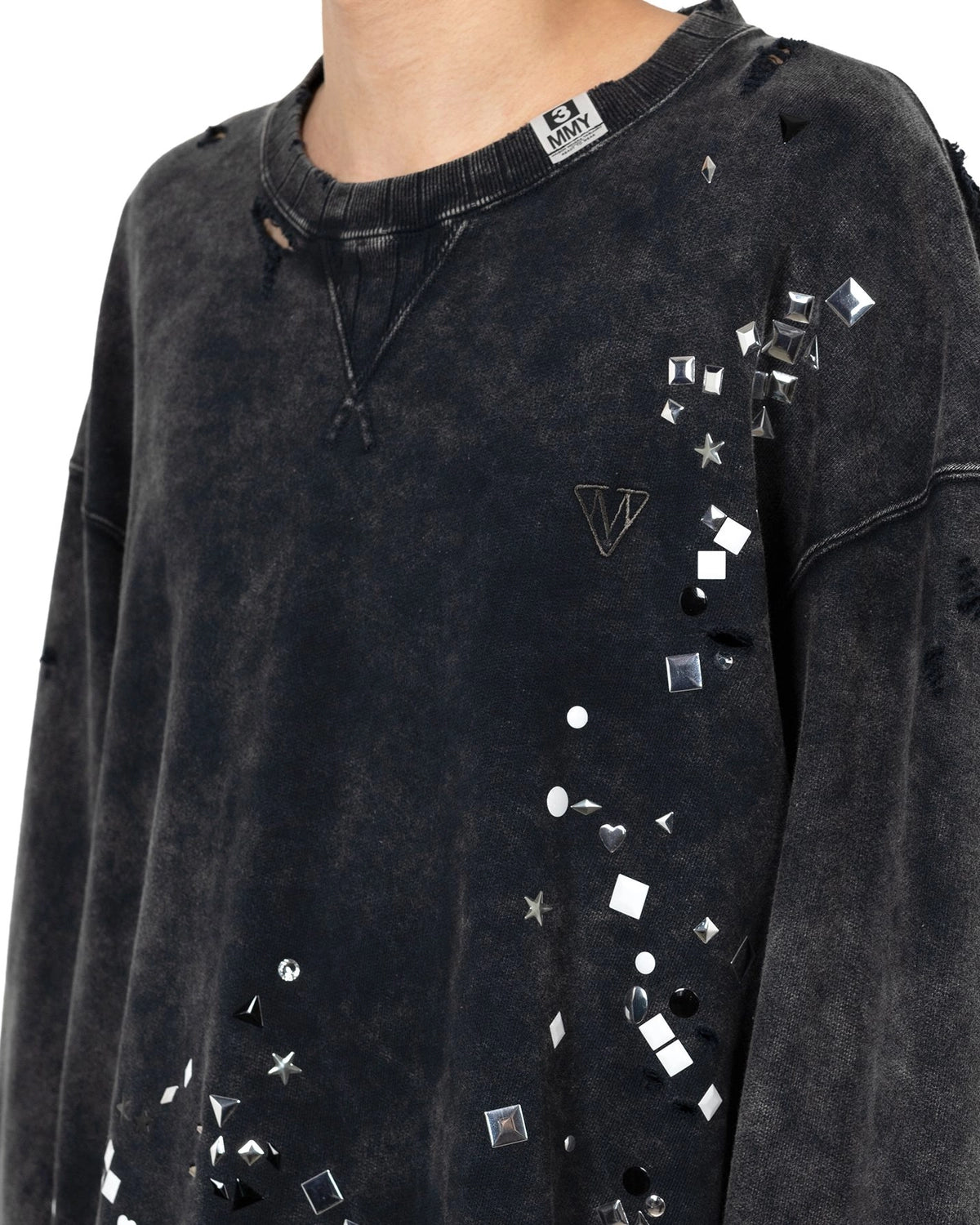 Maison MIHARA YASUHIRO / Embellished Bleached Sweatshirt (A15PO562)