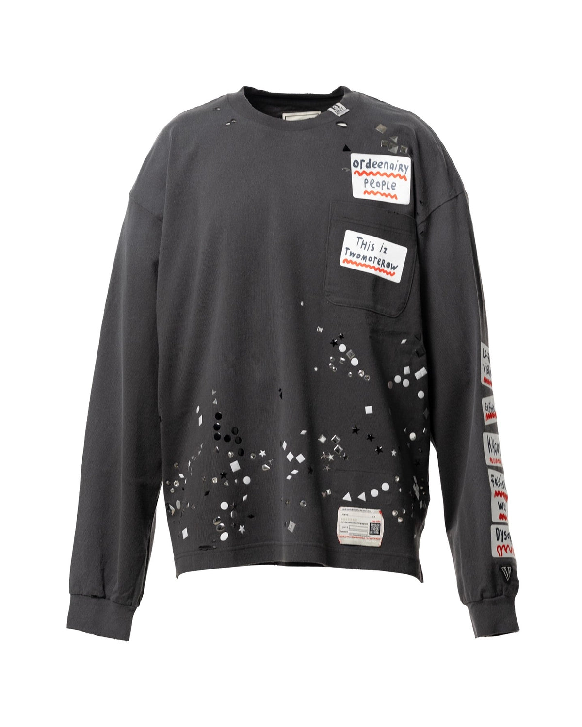 Maison MIHARA YASUHIRO / Embellished Sticker Long Sleeve T-shirt (A16LT591)