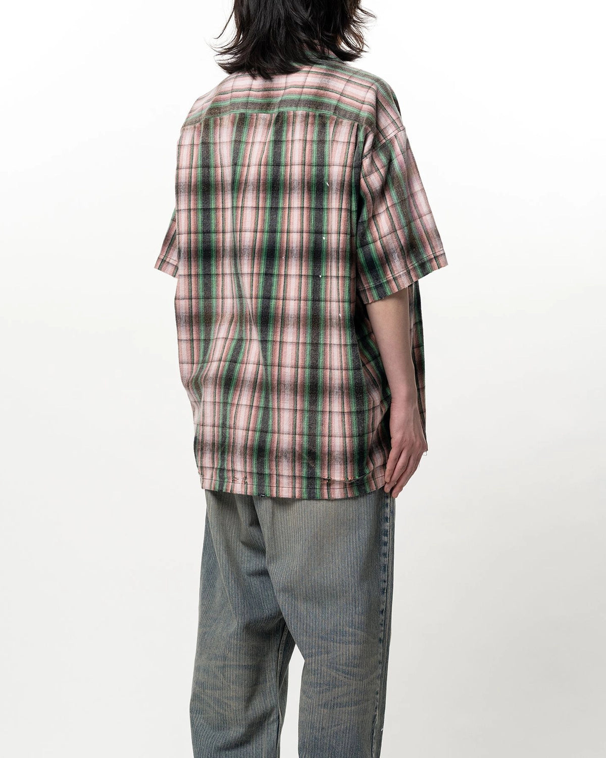 Maison MIHARA YASUHIRO / Embellished Sticker Short Sleeve Check Shirt (A16SH087)