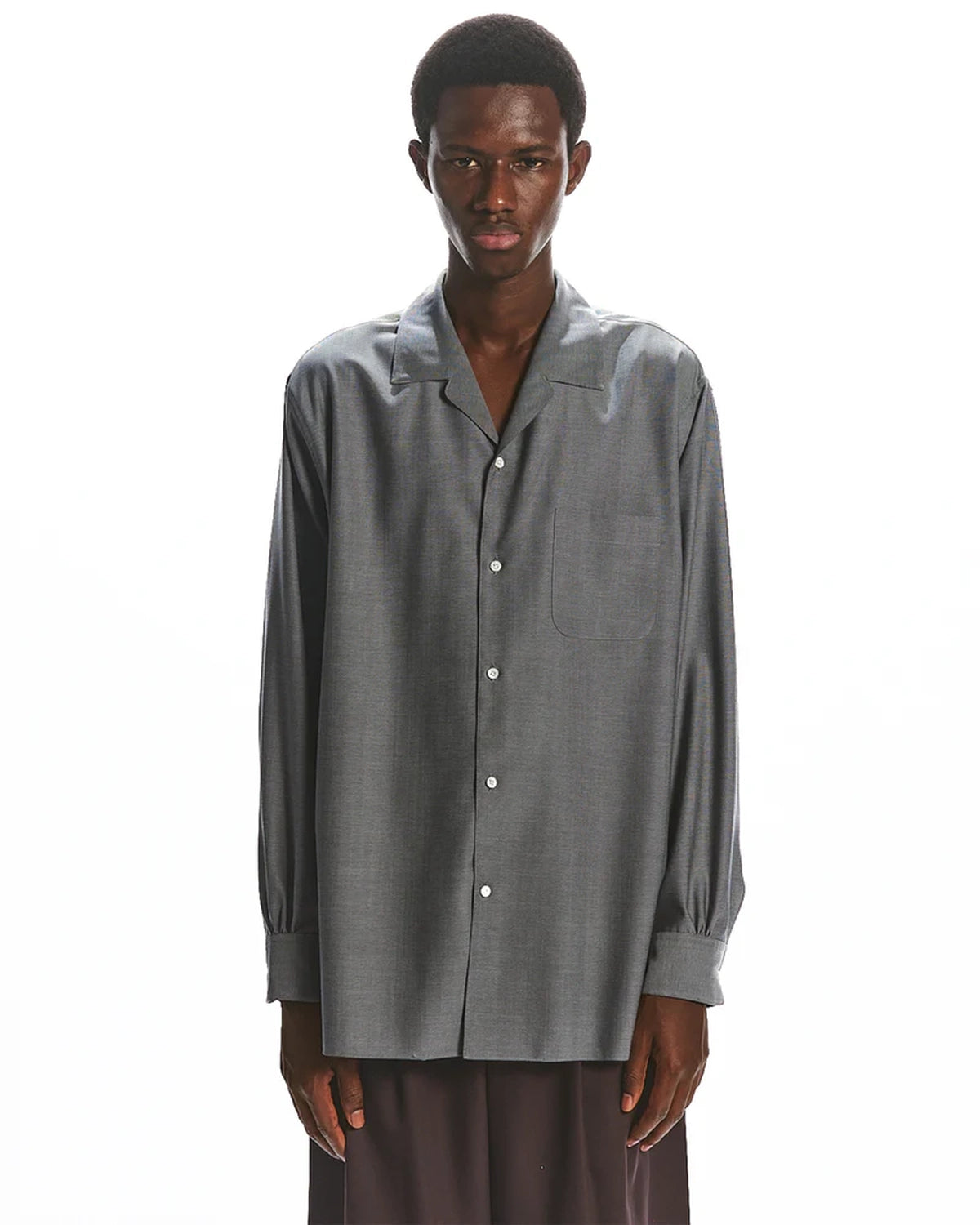 MARKAWARE / SUPER 160's WASHABLE WOOL OXFORD ITALIAN OPEN COLLAR SHIRT (A25A12SH02C)