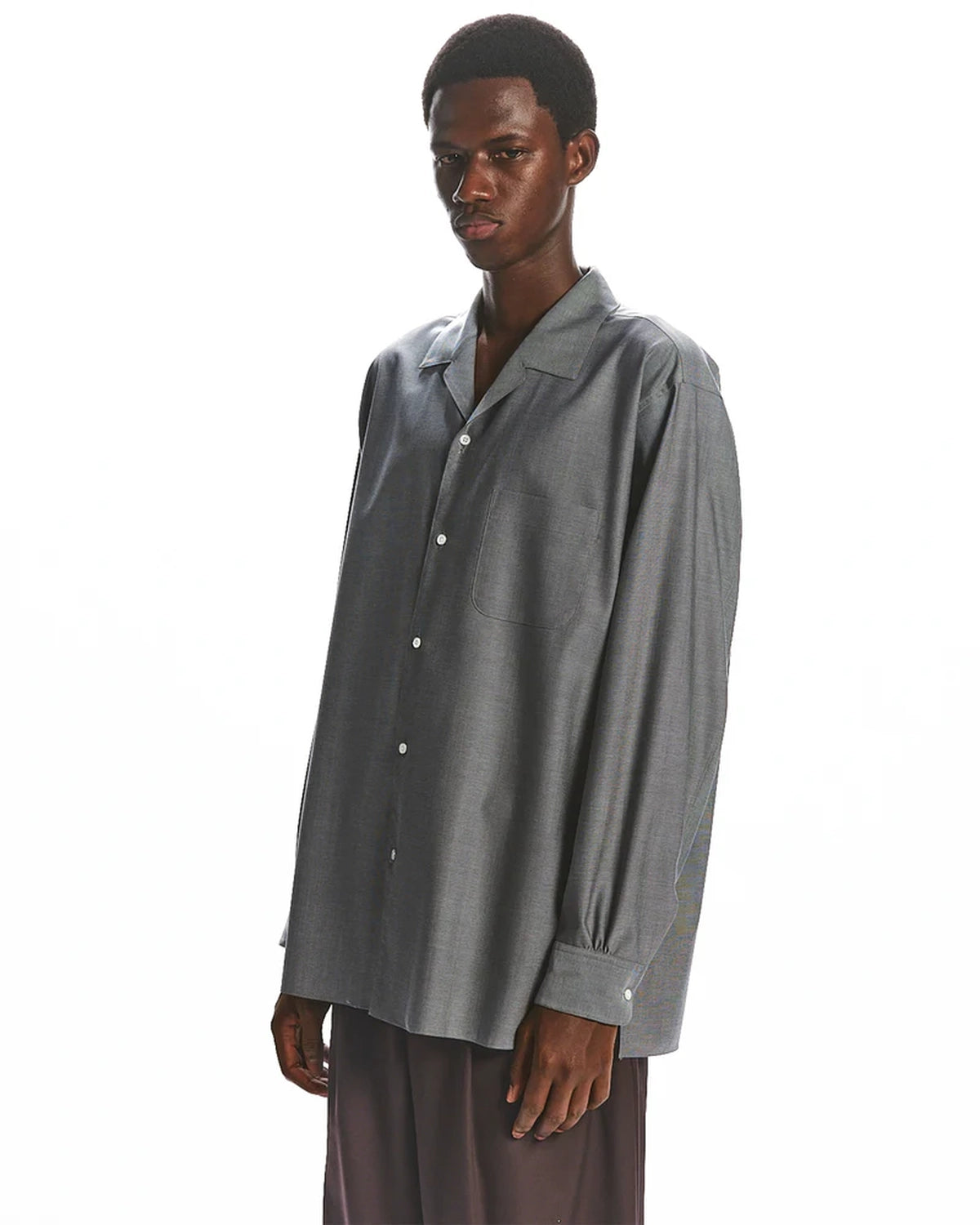 MARKAWARE / SUPER 160's WASHABLE WOOL OXFORD ITALIAN OPEN COLLAR SHIRT (A25A12SH02C)