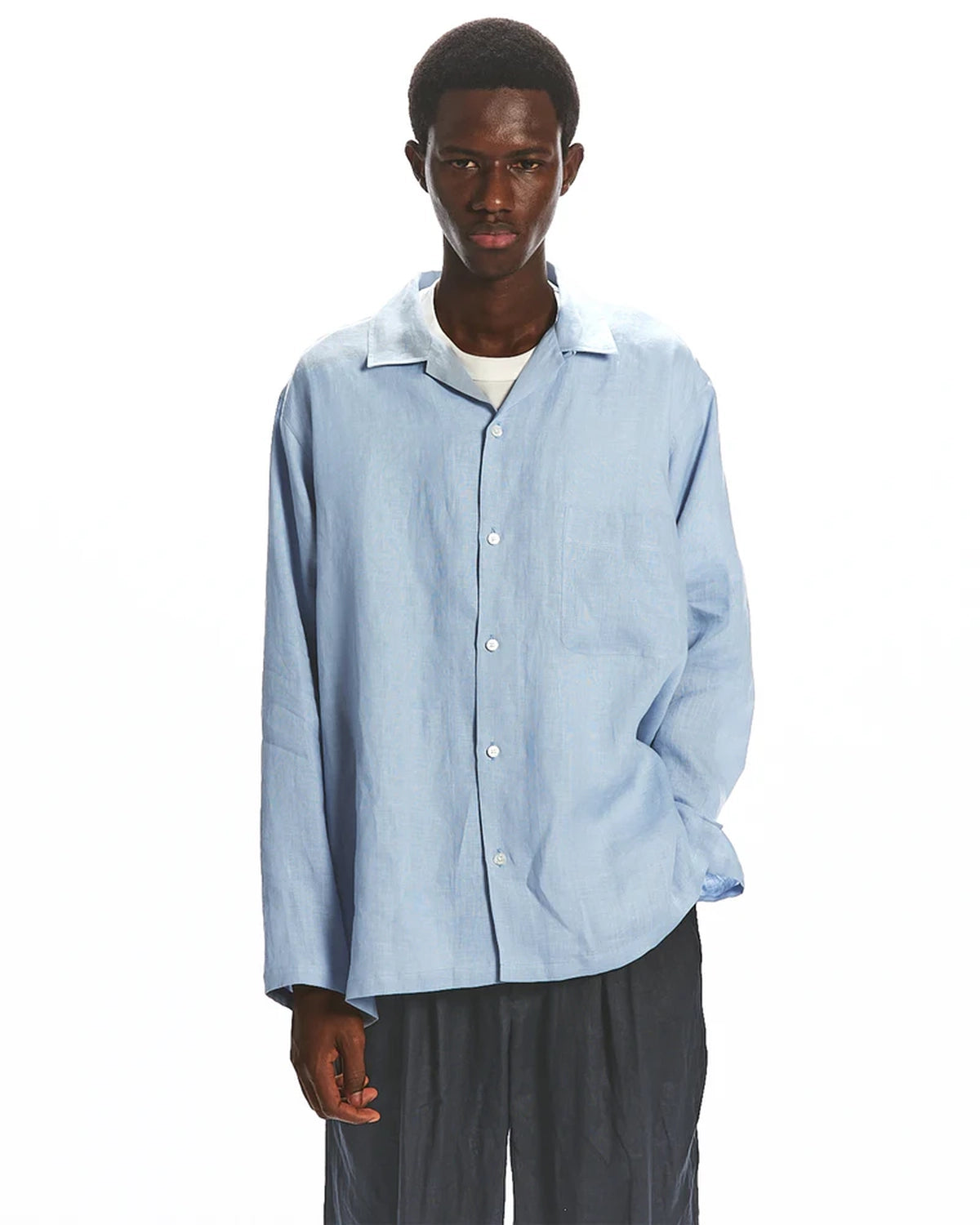 MARKAWARE / HEMP SHIRTING COMFORT FIT OPEN COLLAR SHIRT (A25A16SH02C)