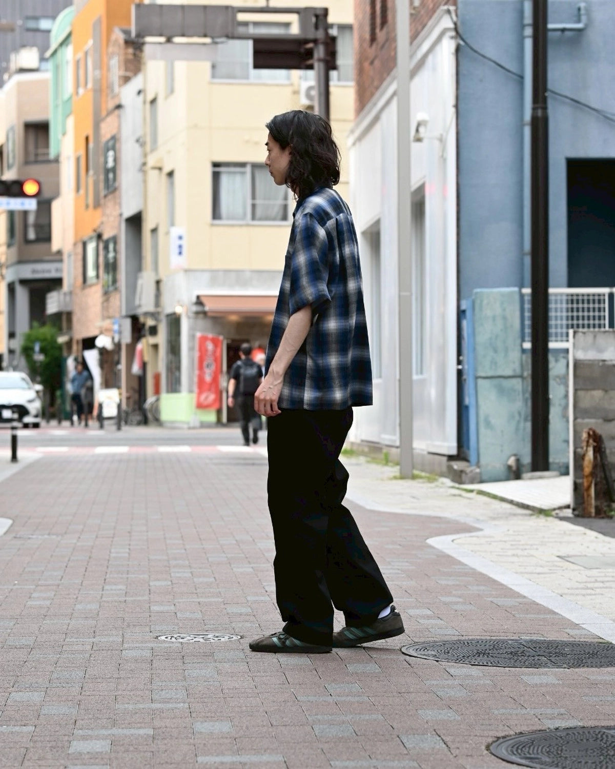 WACKO MARIA  / OMBRE CHECK OPEN COLLAR SHIRT -TYPE2-  (25SS-WMS-OC03)