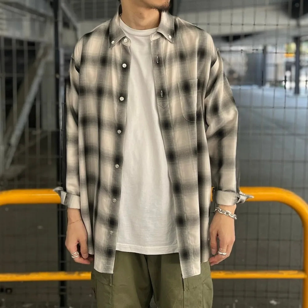 SEQUEL / OMBRE CHECK BIG SIZE SHIRT (SQ-24SS-SH-01)