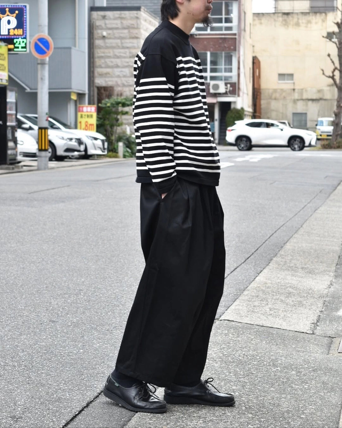 is-ness / KNIT VENTILATION BORDER LONG SLEEVE SHIRT (25SS_34_1007KNITT03)