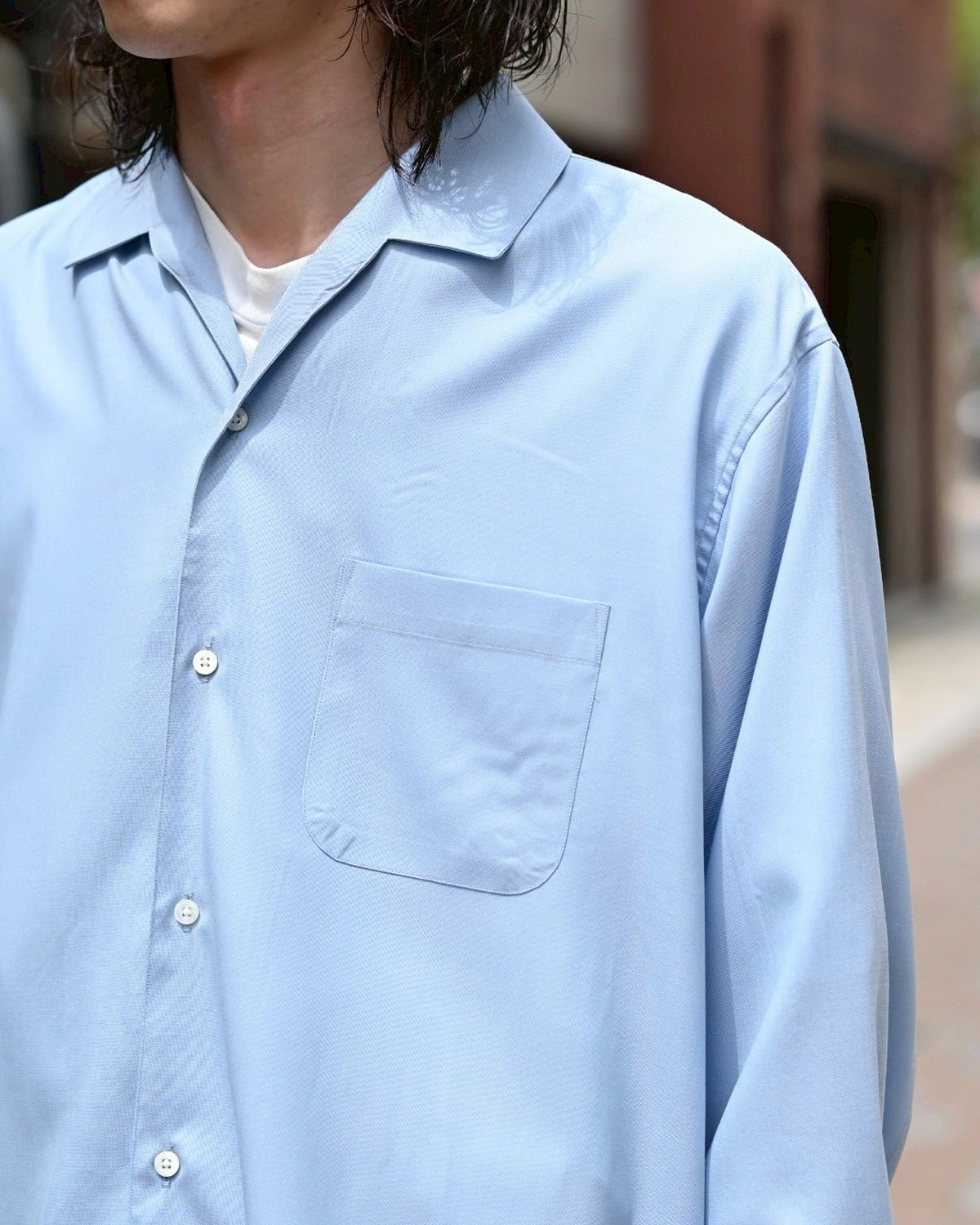 MARKAWARE / HEMP SHIRTING COMFORT FIT OPEN COLLAR SHIRT (A25A16SH02C)