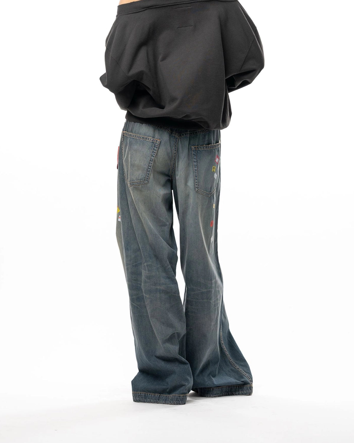 Maison MIHARA YASUHIRO / Price Tag Sticker Printed Wide Denim Pants -Women's- (B17PT101)