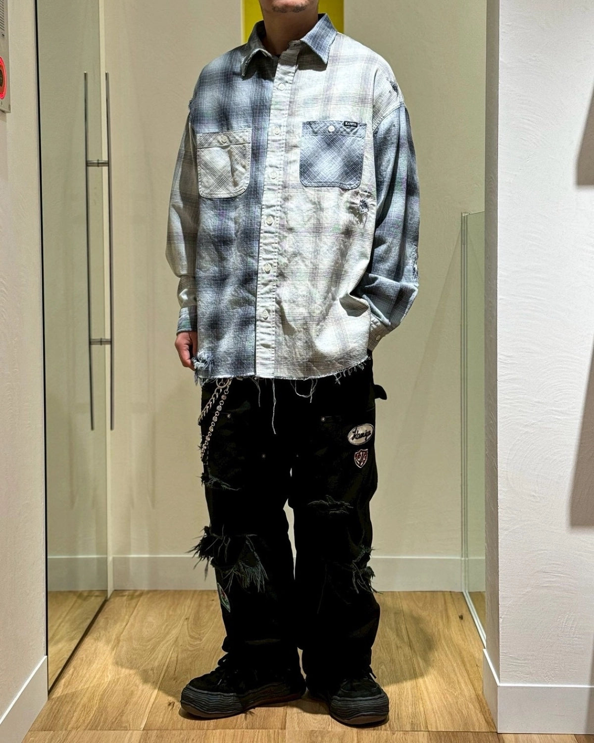 KAMIYA / Repaired Crazy Check Shirt (G16SH052)