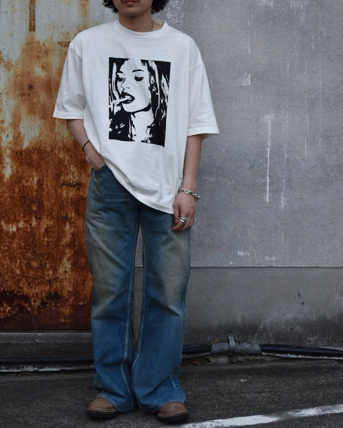 MINEDENIM  / Monochrome Two tone Face Crewneck T-SH (2504-4002)