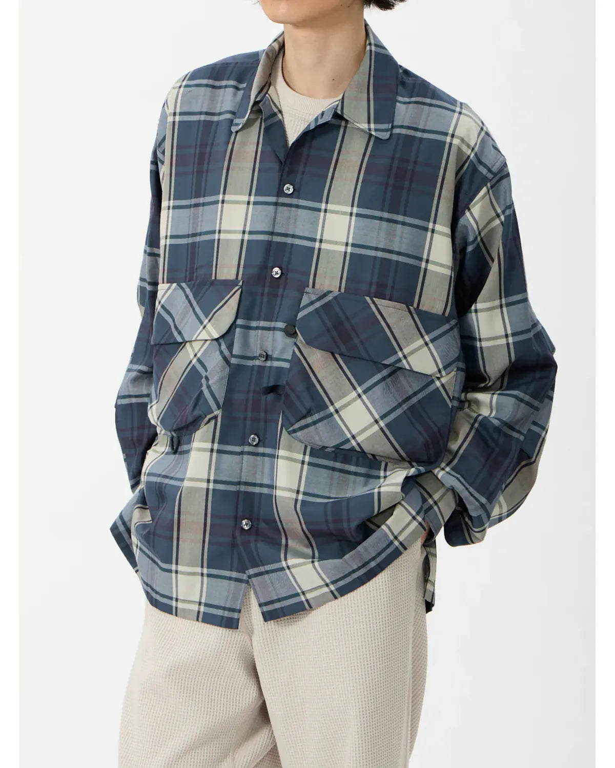 DAIWA PIER39 / TECH SPORTS OPEN COLLAR SHIRT L/S BIG TARTAN (BE-81026W)