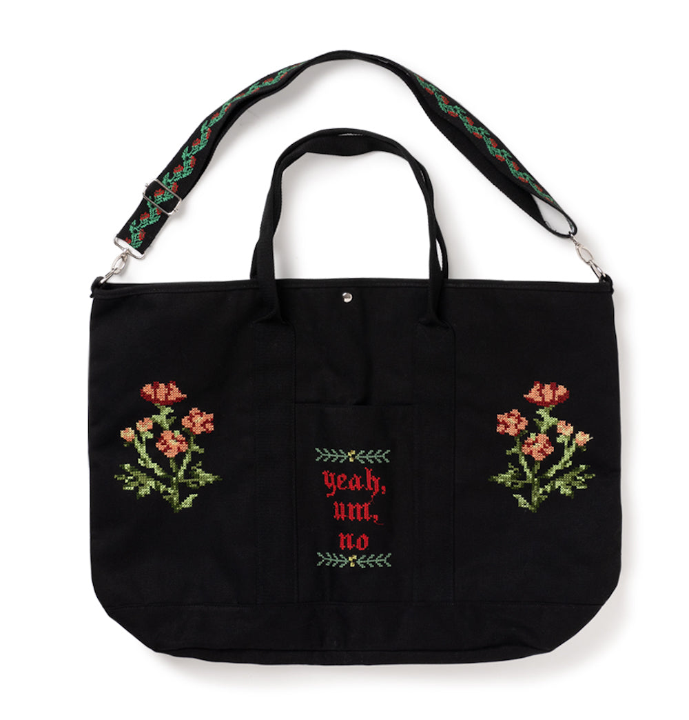 SON OF THE CHEESEのFlower cross stitch Canvas Bag
