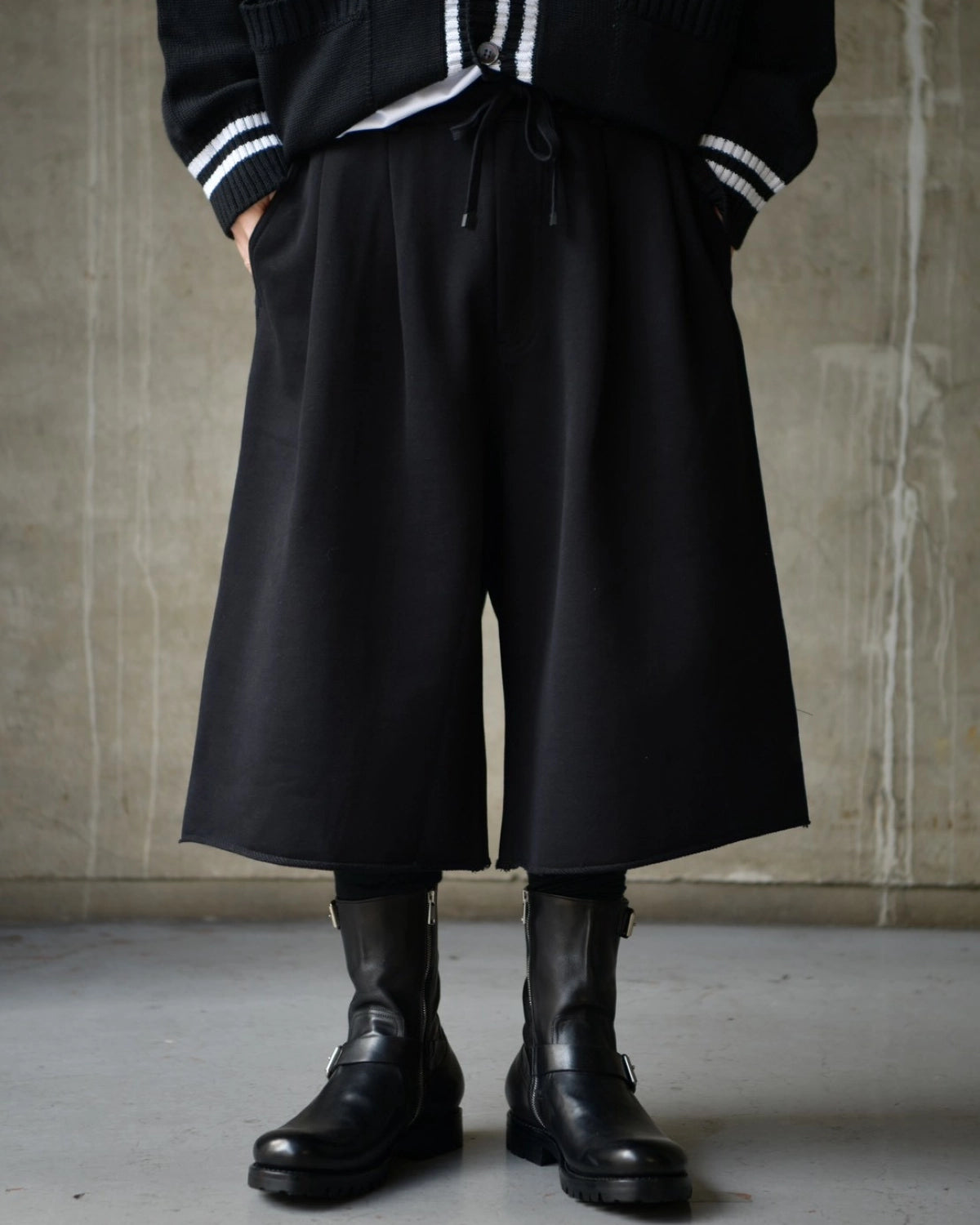 DOVER STREET MARKET kei ninomiya / PLEATED SHORTS COTTON BACK PILE KNIT (DSM01P006)