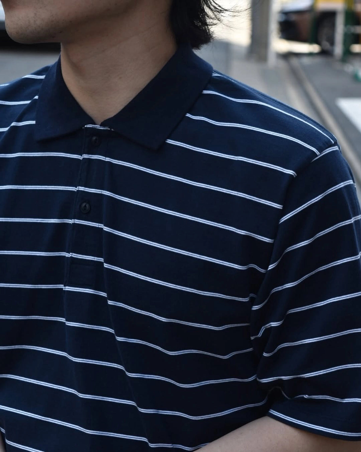 NONNATIVE / OFFICER S/S POLO SHIRT BORDER COTTON JERSEY (NN-C4613)