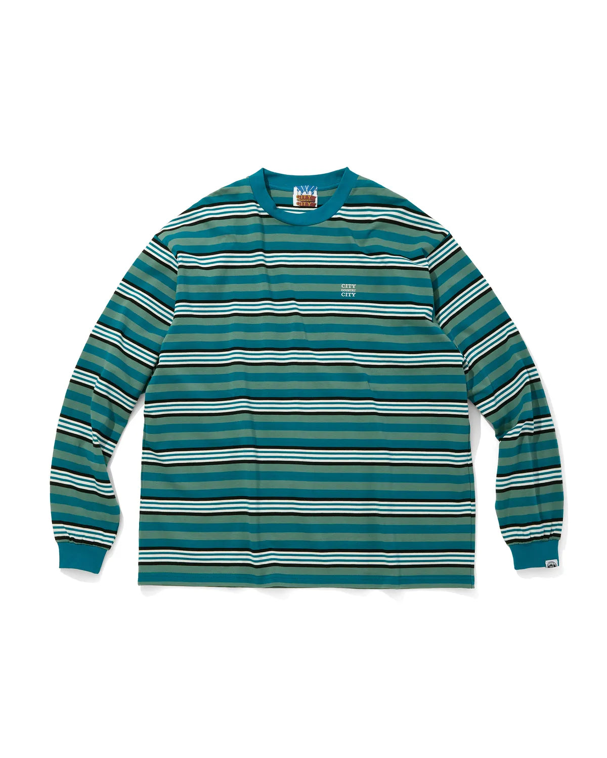 CITY COUNTRY CITY の EMBROIDERED LOGO MULTI BORDER L/S T-SHIRT (CCC-253C007)