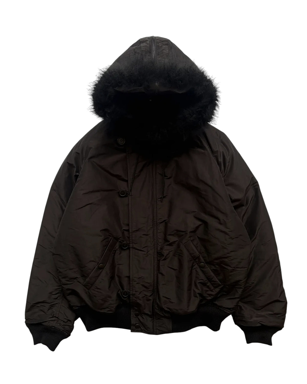 COMOLI の コットンシルク ミリタリーフーデッドジャケット (C03-01031)