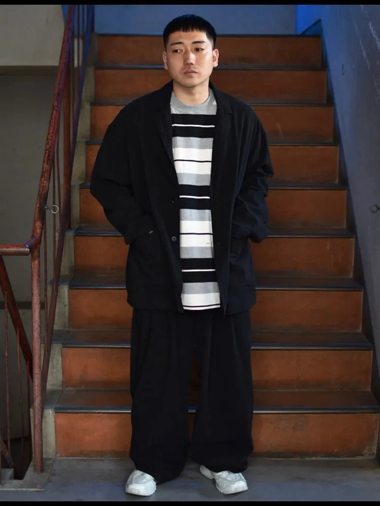 COOTIE PRODUCTIONS® / Hard Twist Yarn Twill 3 Tuck Wide Trousers