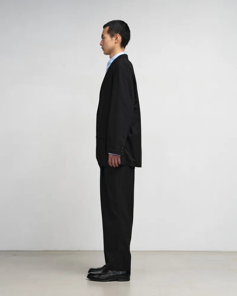 Graphpaper / Deep Black Wool Wide Tapered Slacks (GM242-40058N)