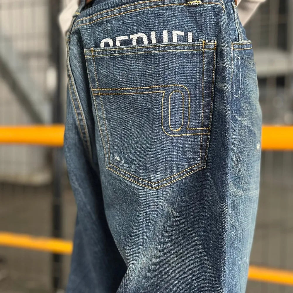 SEQUEL / × FRAGMENT DAMEGE DENIM PANTS (SQ-24SS-PT-04)