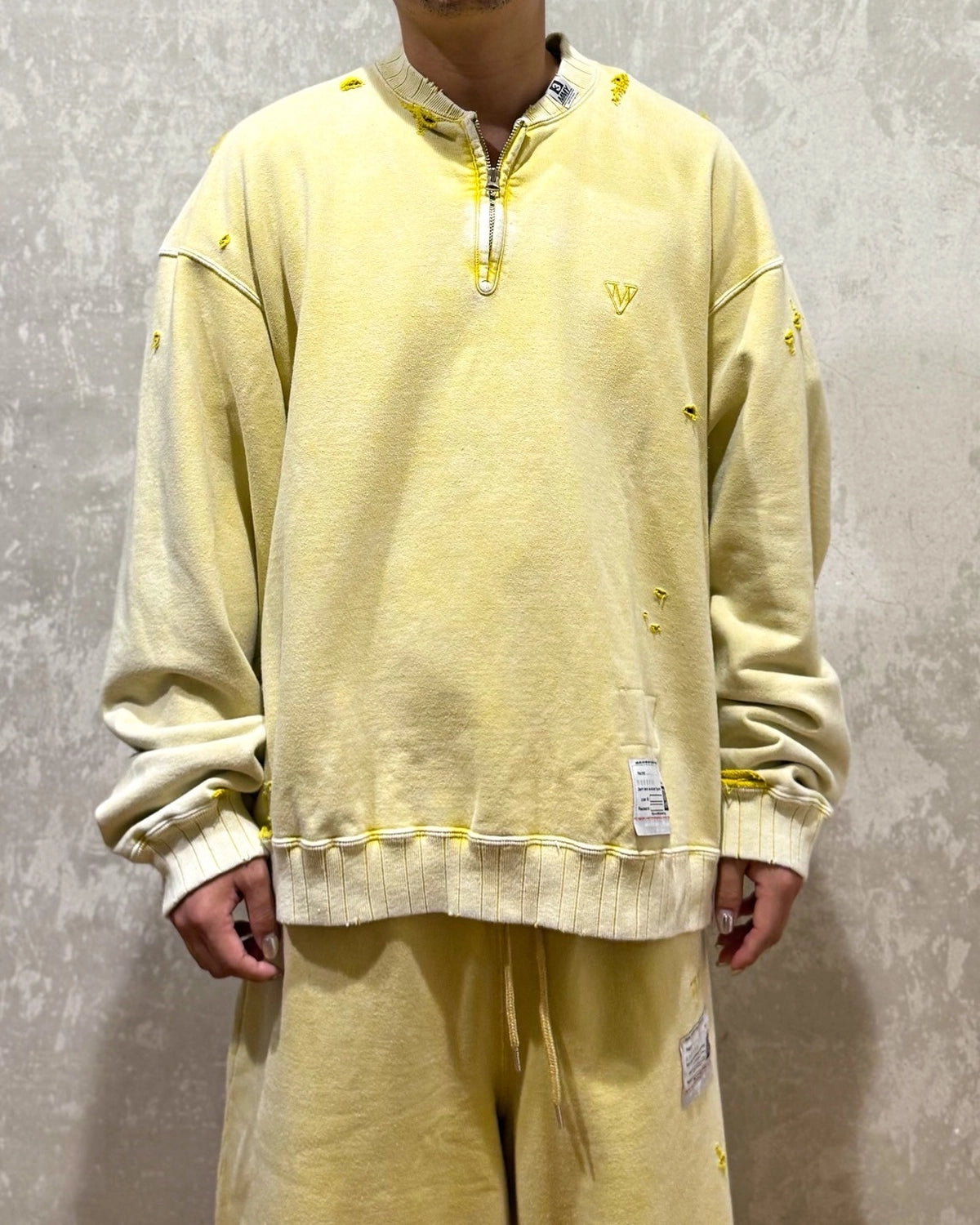 Maison MIHARA YASUHIRO / BLEACHED HALF ZIP PULLOVER (A15PO566)