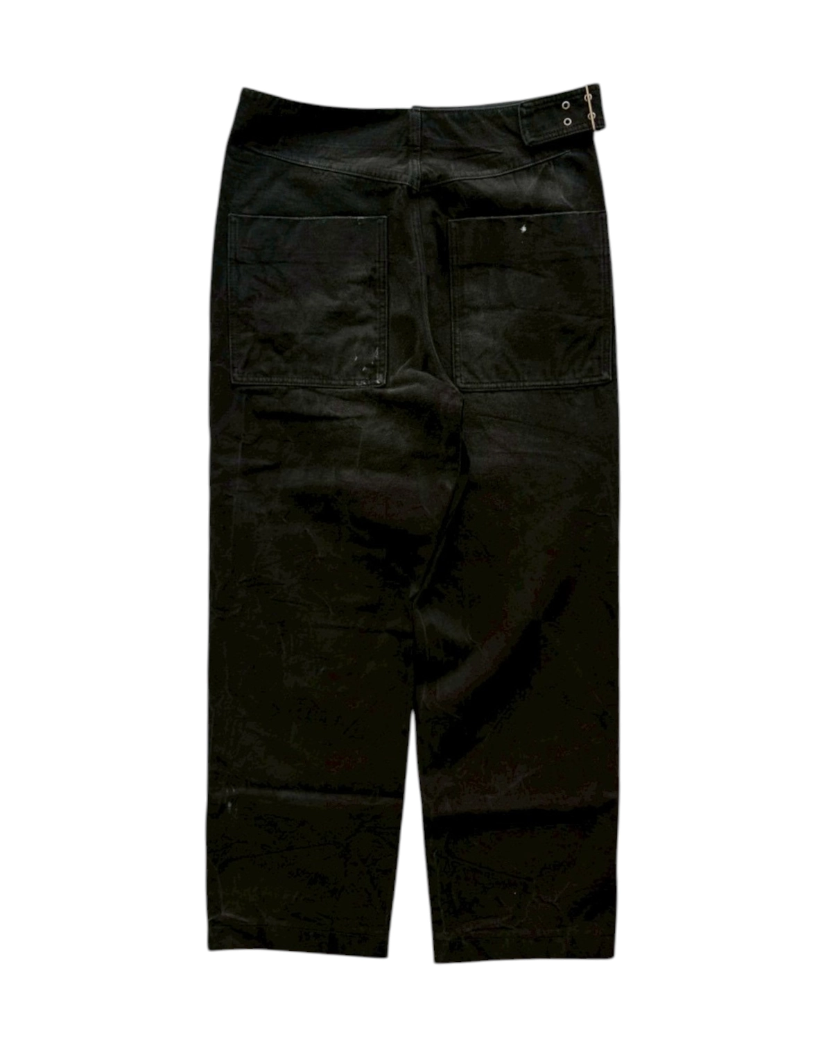 OAMC / TREATED BLACK WITH WHITE SPOTS DENIM TROUSER WITH BELT (OAF5MT02CP)