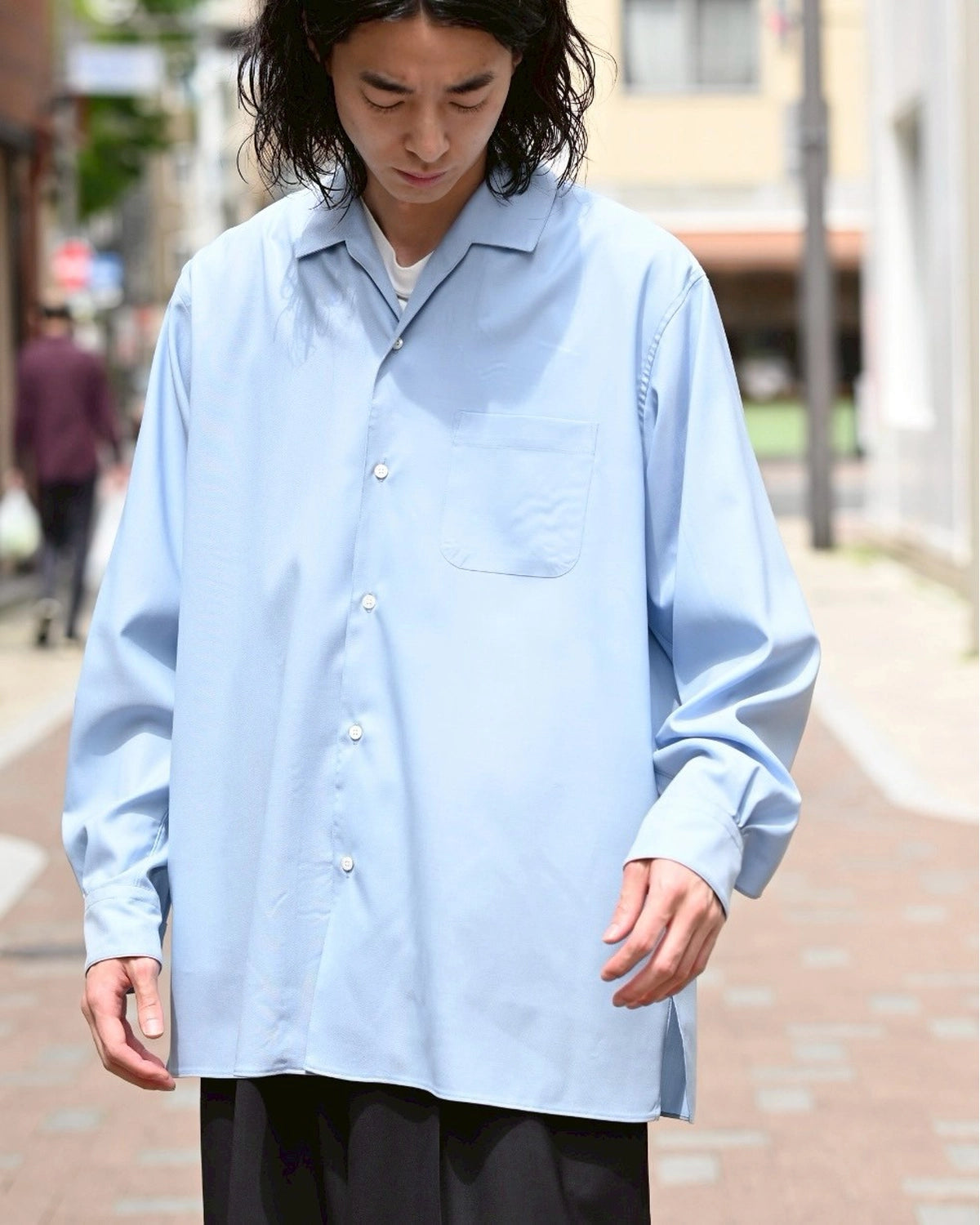MARKAWARE / HEMP SHIRTING COMFORT FIT OPEN COLLAR SHIRT (A25A16SH02C)
