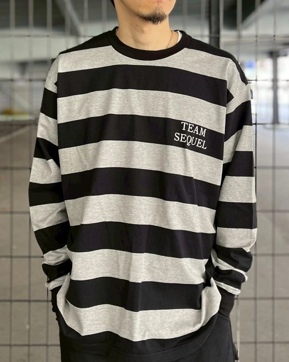 SEQUEL / BORDER LONG SLEEVE T-SHIRT (SQ-25AW-CS-06)