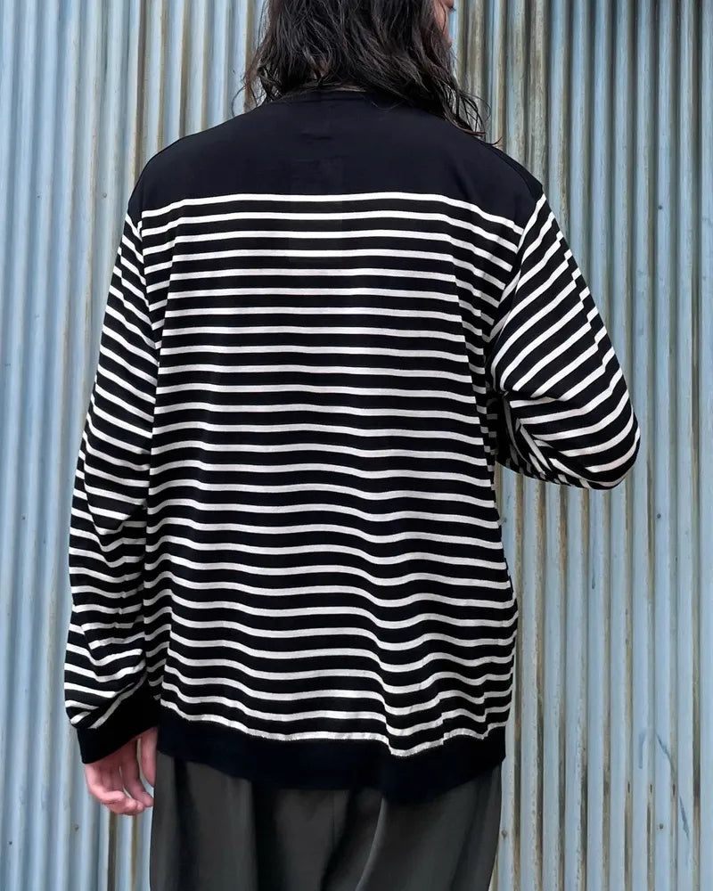 BATONER / TENCEL CASHMERE BORDER LONG SLEEVE (BN-24FM-003)