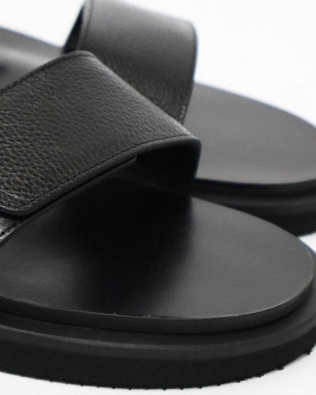 FOOTWORKS / Sandals with Velcro Straps -wide belt- in Grain Leather (F01-0006_M)