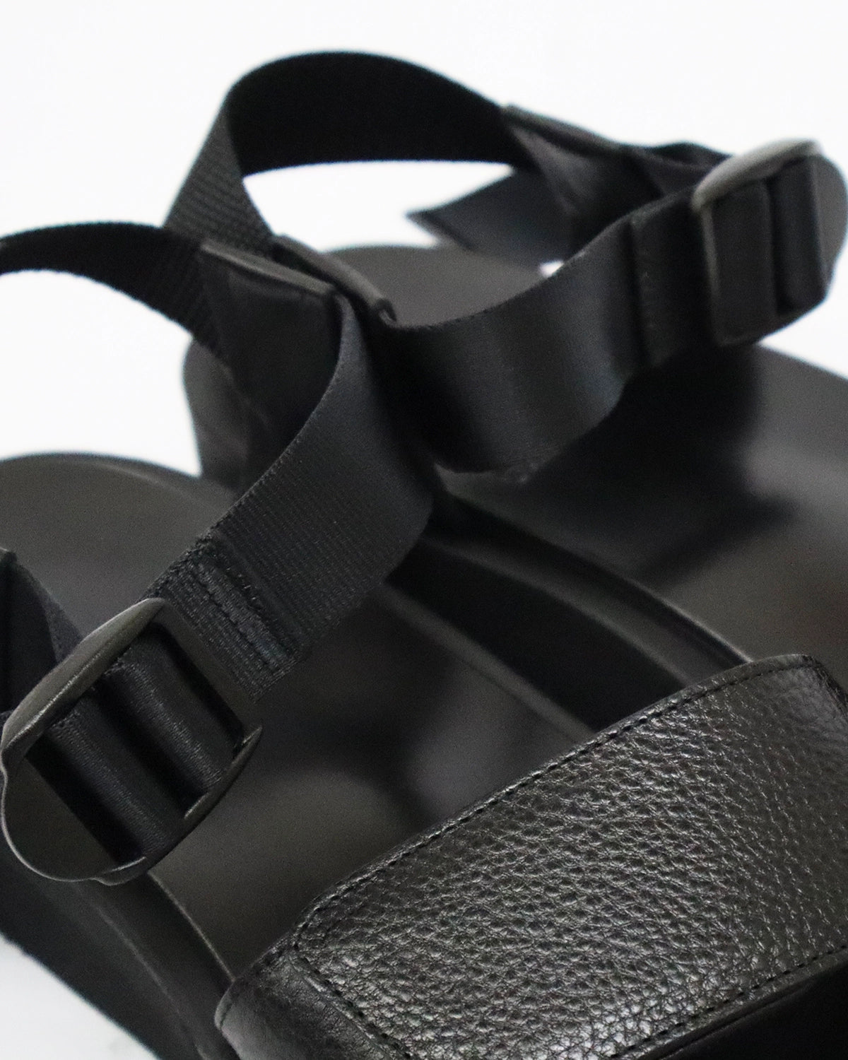 FOOTWORKS / Sandals with Velcro Straps -wide belt- in Grain Leather (F01-0006_M)