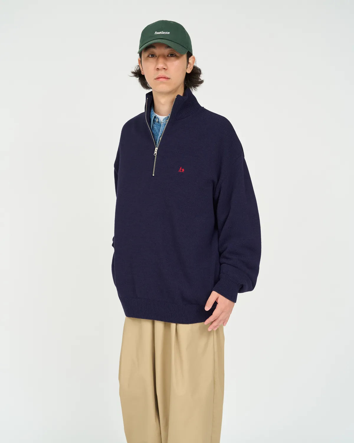 FreshService / THERMAL JERSEY HARF ZIP KNIT (FSC263-80009)