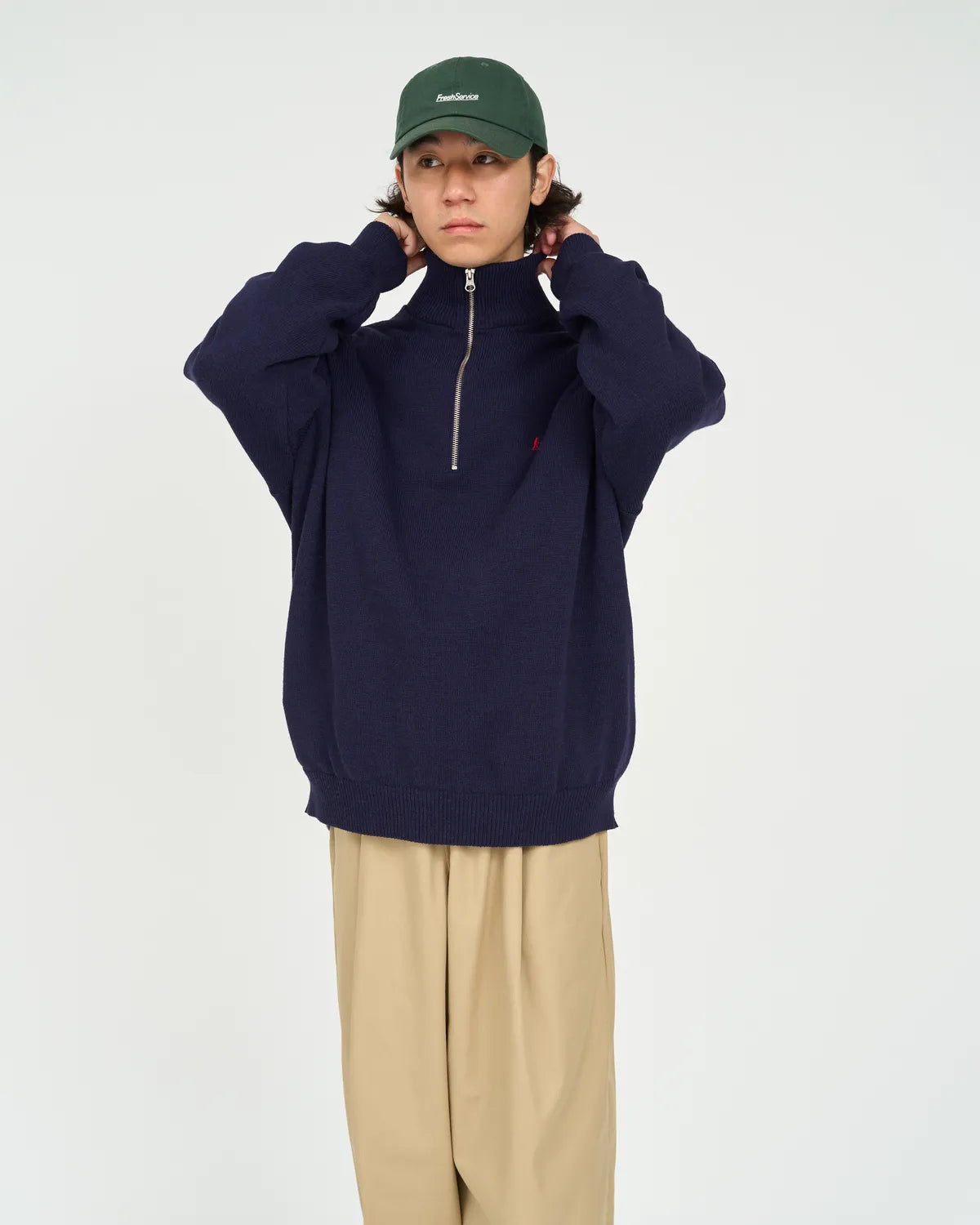 FreshService / THERMAL JERSEY HARF ZIP KNIT (FSC263-80009)