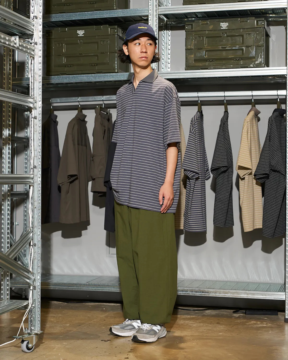 極美品25SS フレッシュサービス Fresh Service ポロシャツ M FreshService (フレッシュサービス) / CONPACT DRY BORDER V-NECK POLO