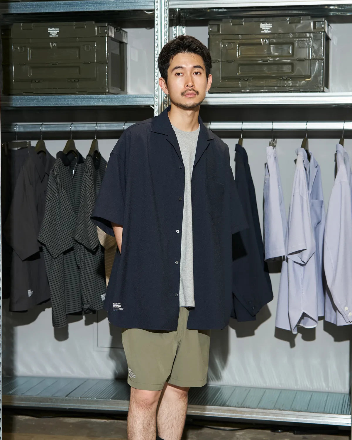 FreshService / SEERSUCKER STRIPE OPEN COLLAR SHIRT (FSC262-50113)