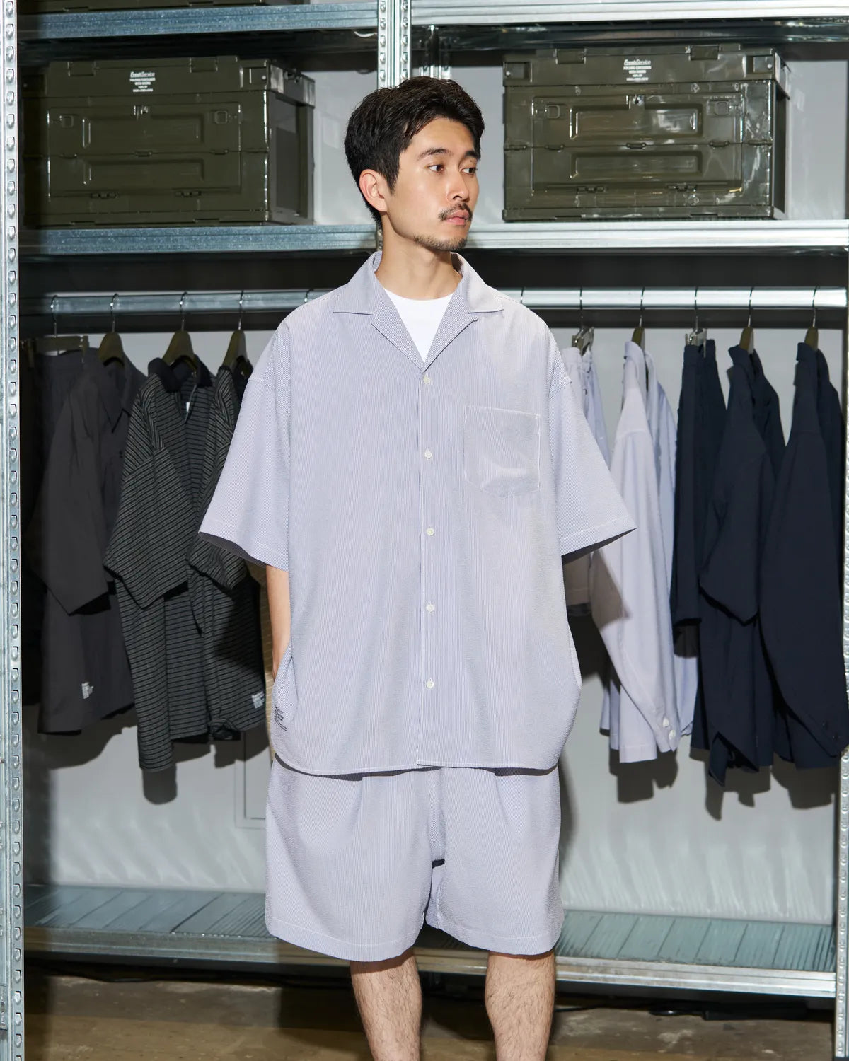 FreshService / SEERSUCKER STRIPE OPEN COLLAR SHIRT (FSC262-50113)