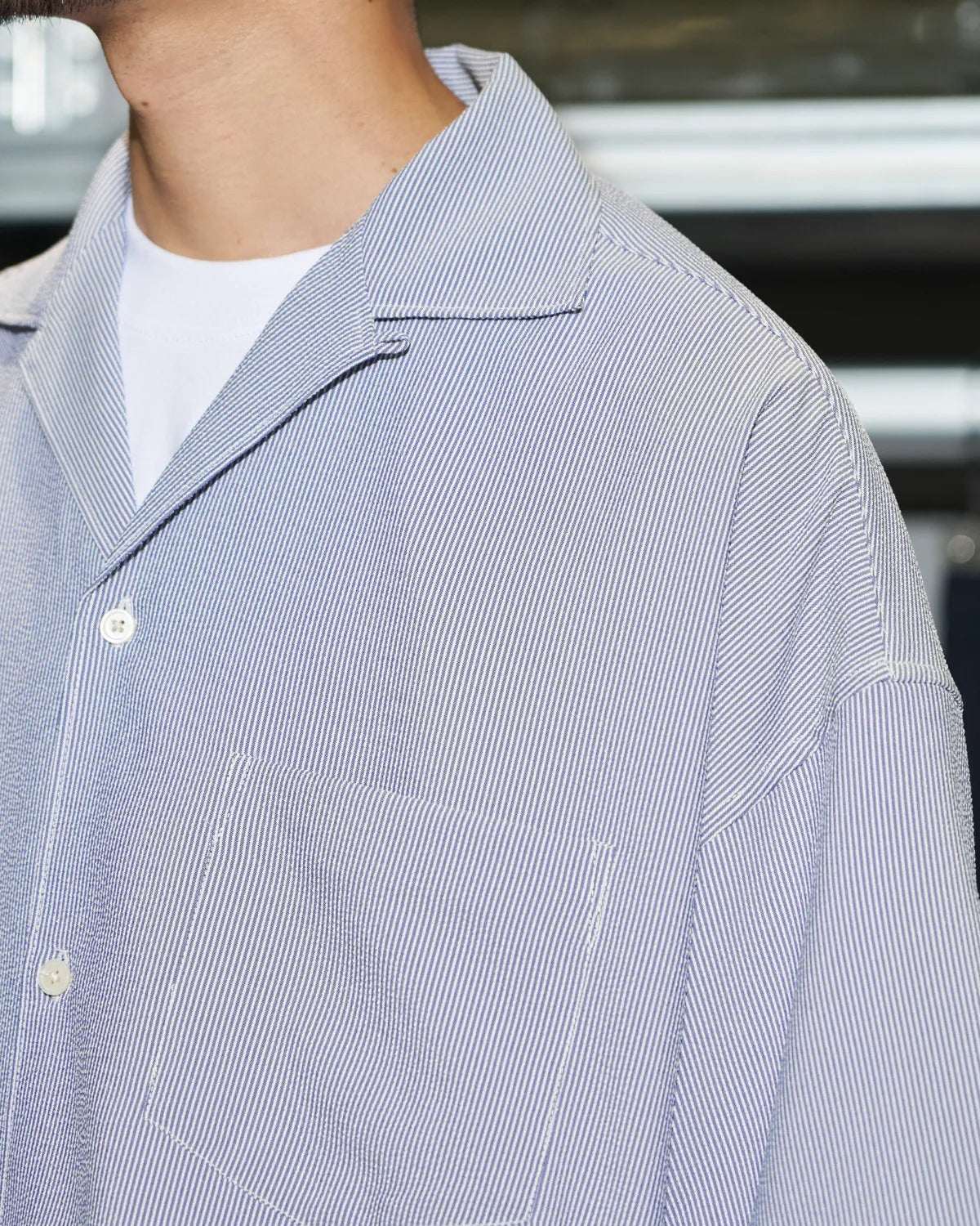 FreshService / SEERSUCKER STRIPE OPEN COLLAR SHIRT (FSC262-50113)