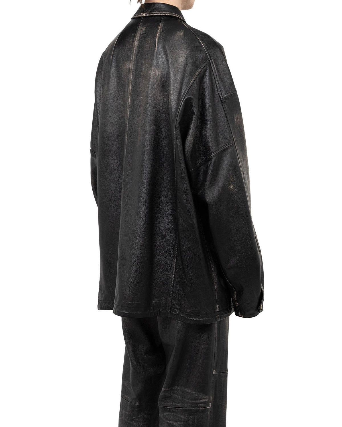 KAMIYA / Distressed Leather Coach Jacket (G15BL011)
